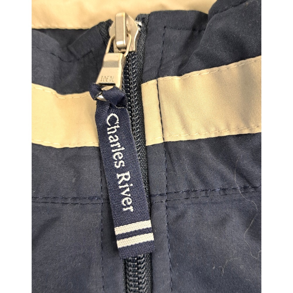 Vtg Charles River Apparel USTA Full Zip Jacket Navy Blue Pockets Rip Cord - Picture 4 of 11